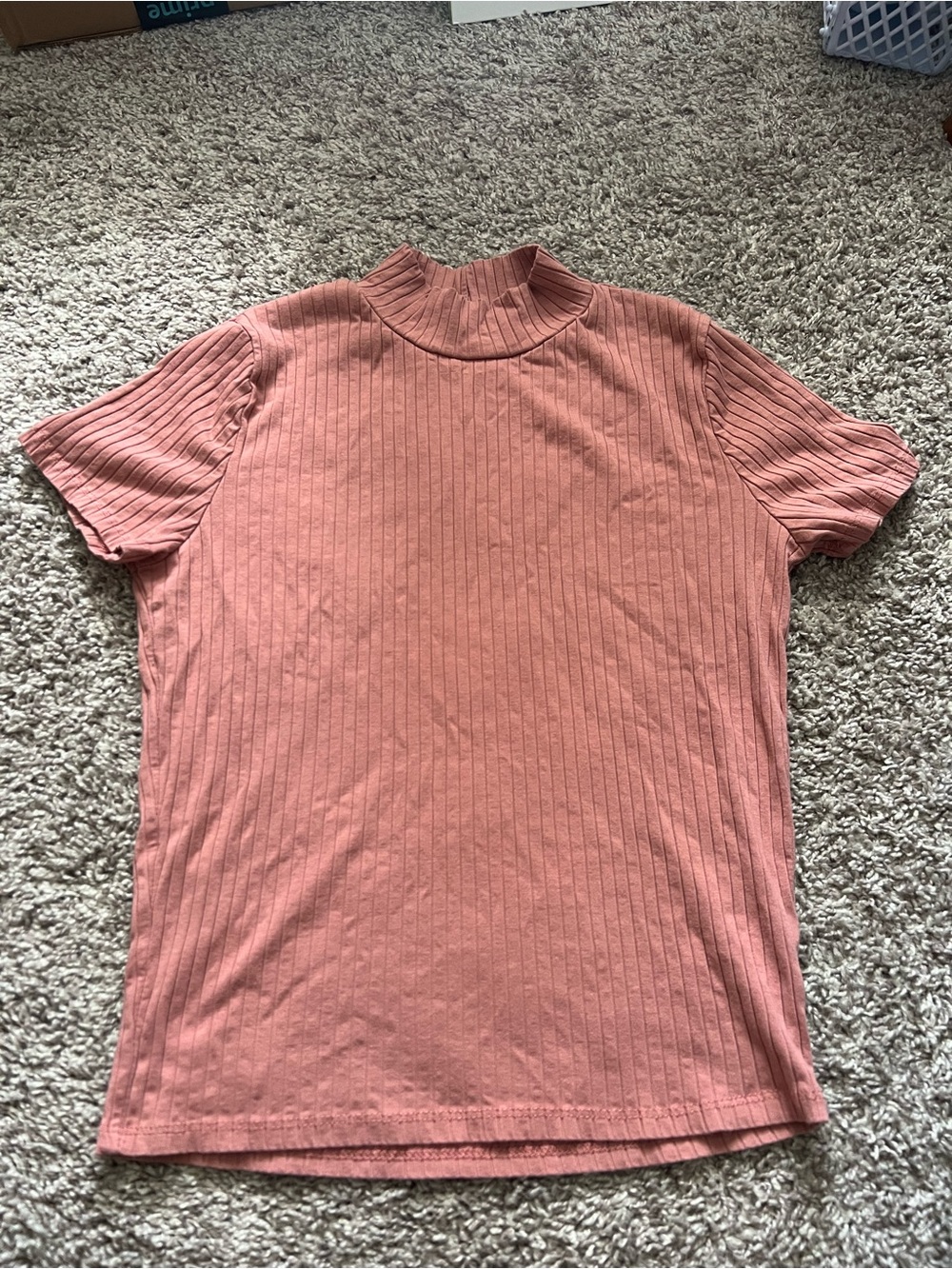 Heart Hips women’s  Ribbed Mock Neck Tee in Dusty Rose